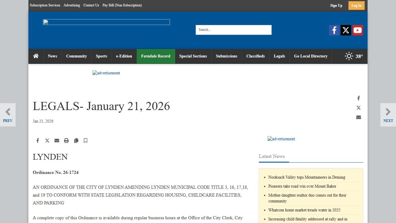 LEGALS- January 21, 2026 Legals lyndentribune.com